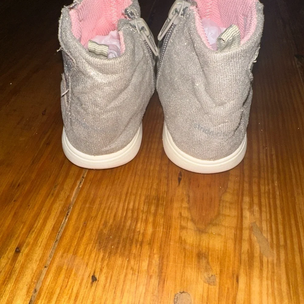Stride Rite Sparkly Silver Kids Shoes with Pink Lining